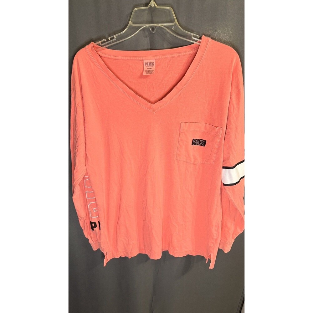 Women’s Victoria Secret Pink Coral Pink Long Sleeve Shirt Size M